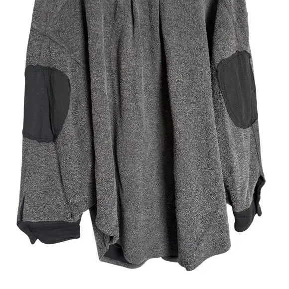 Free People Ruby Button Up Oversized Shirt Jacket Shacket Charcoal Gray Black XL - Picture 11 of 14